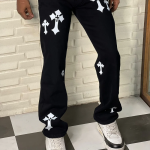 Aesthetic Z Black Straight Fit Baggy Jeans For Men