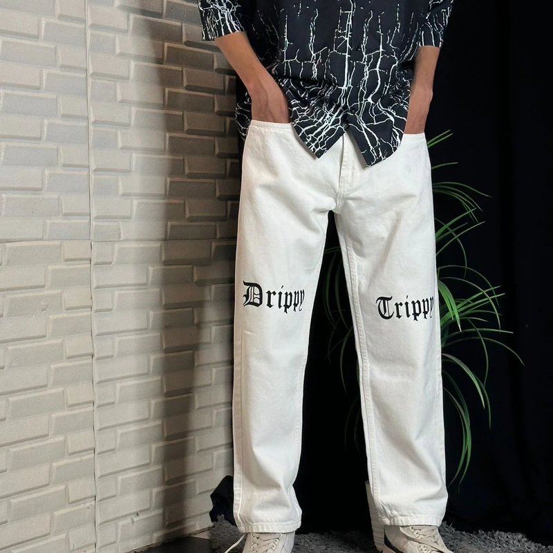 Drippy Trippy White Jeans