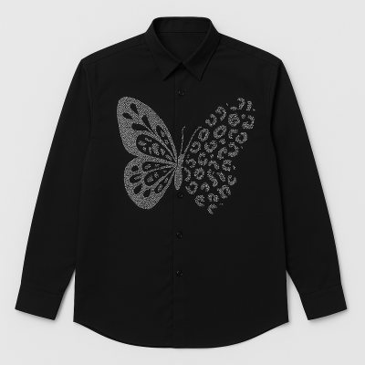 Butterfly-Embroidered Designer shirt