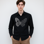 Butterfly-Embroidered Designer shirt