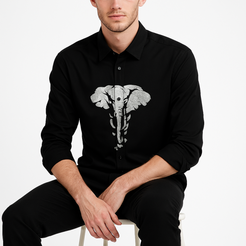Royale Elephant-Embroidered Designer shirt