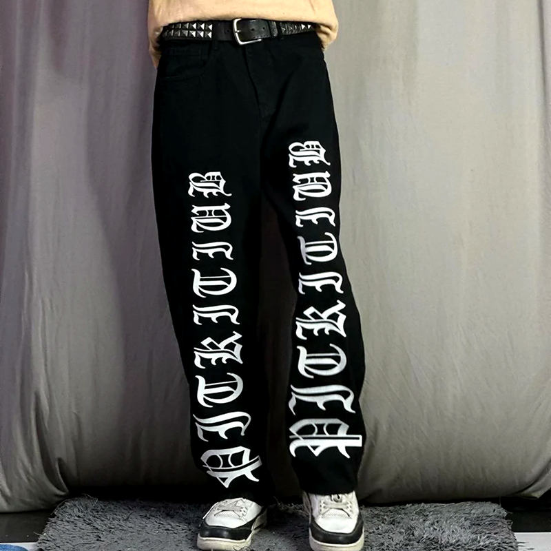 Exotic Black Straight Fit Denim Jeans