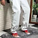 Flame White Straight Fit Baggy Jeans
